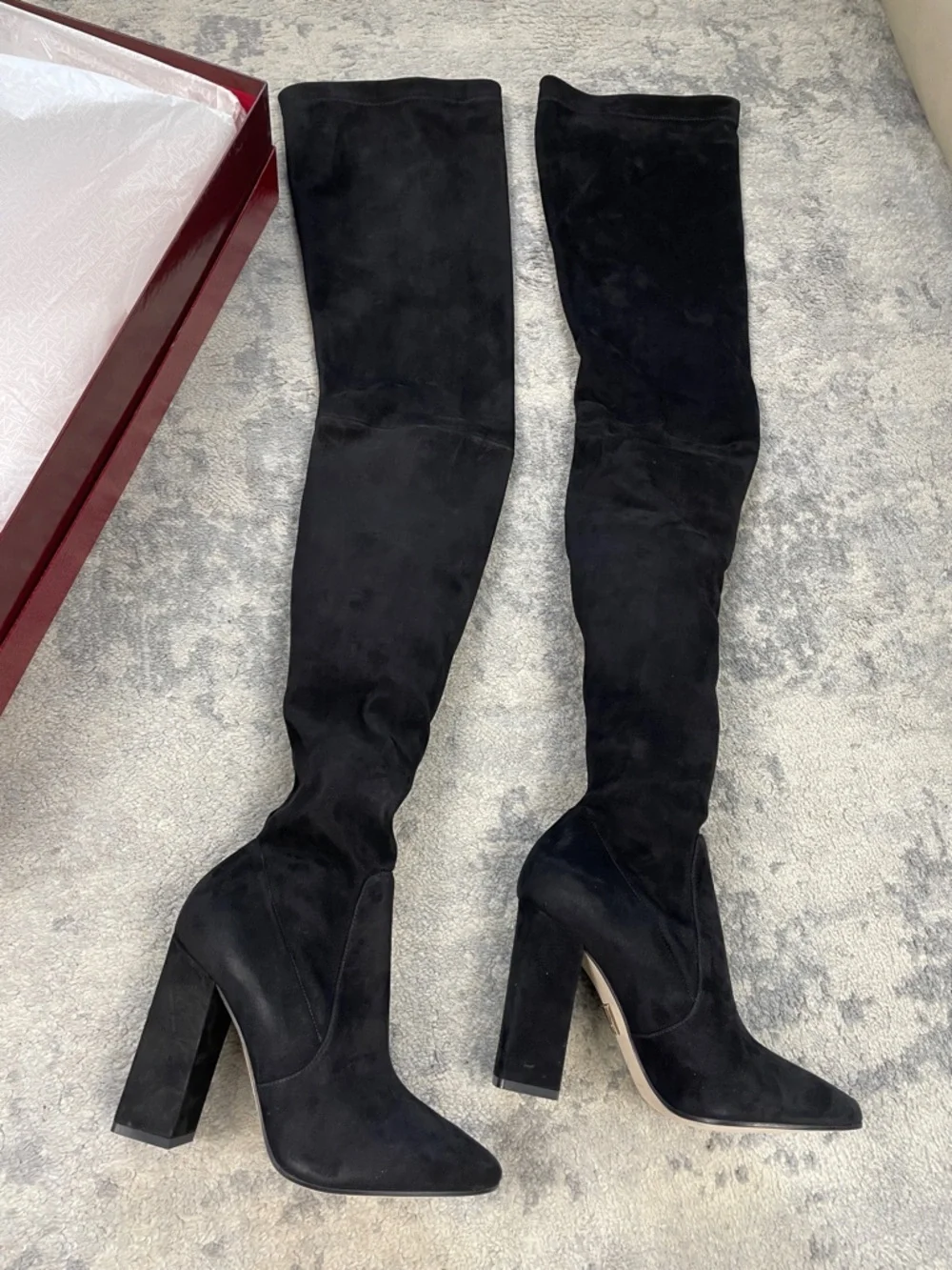 NIB Tamara Mellon Helmut Over The Knee Stretch Suede Boots Thigh Black 37
